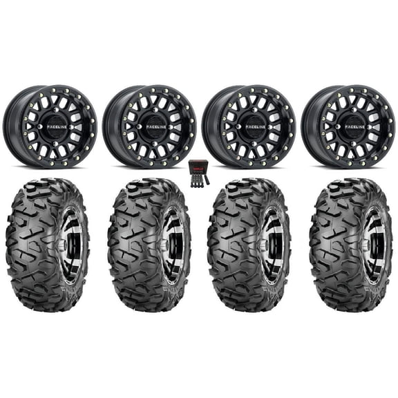 Raceline Podium Bdlk 14" Bk Wheels 28" BigHorn Tires Can-Am Commander Maverick Renegade Outlander Defender