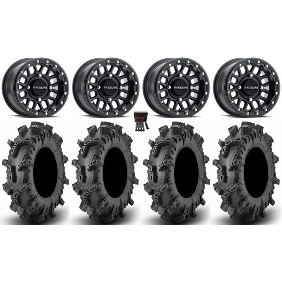 Raceline Podium Bdlk 14" Wheels Bk 30" Terminator Max Tires Can-Am Commander Maverick Renegade Outlander Defender