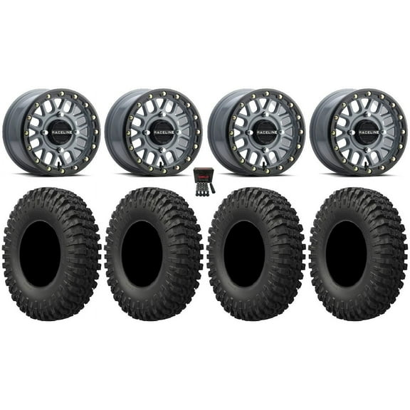Raceline Podium Bdlk 14" Wheels Gy 32" MotoCrusher Tires Polaris RZR XP 1000 / PRO XP / Ranger XP 900/1000