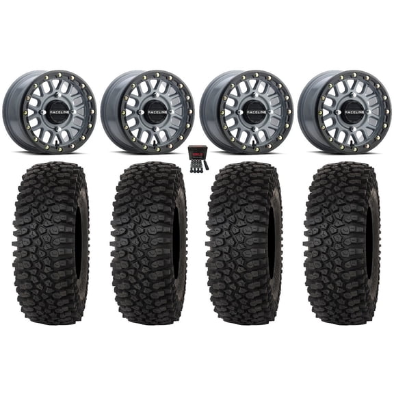 Raceline Podium Bdlk 15" Wheels Gy 32" Roctane STX Tires Can-Am Commander Maverick Renegade Outlander Defender