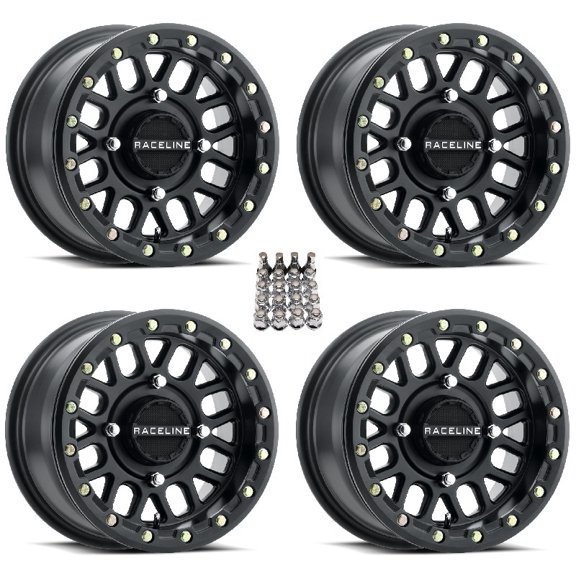 Raceline Podium Beadlock ATV Wheels/Rims Black 15" Can-Am Commander Maverick Renegade Outlander Defender