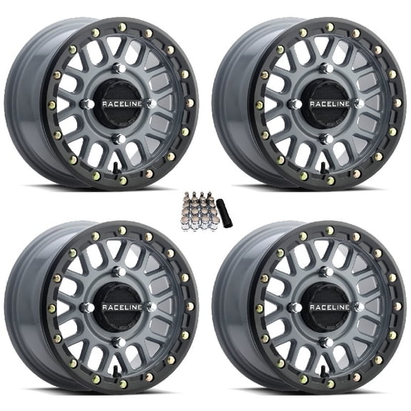 Raceline Podium Beadlock UTV Wheels/Rims Grey 15" Kawasaki Teryx Mule