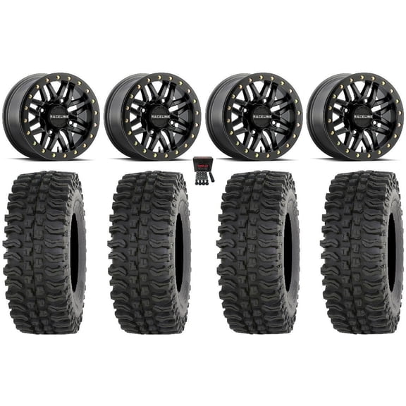 Raceline Ryno Bdlk 14" Bk Wheels 27" BDC Tires Can-Am Commander Maverick Renegade Outlander Defender