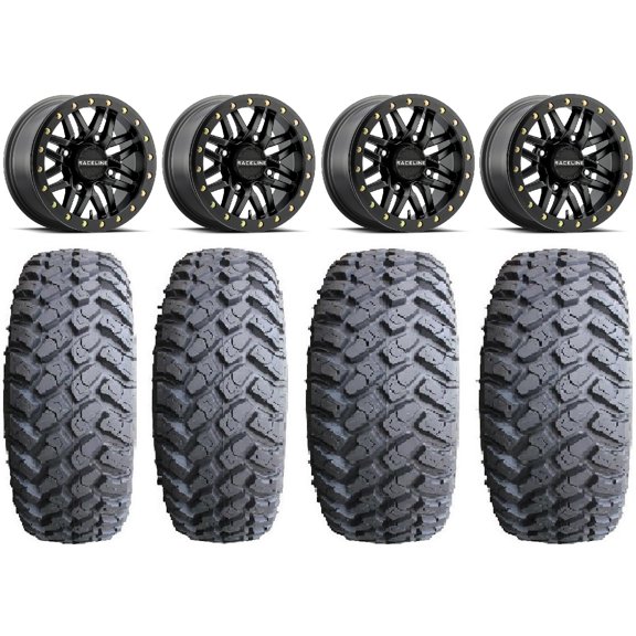 Raceline Ryno Bdlk 14" Bk Wheels 27" MotoHammer Tires Can-Am Commander Maverick Renegade Outlander Defender