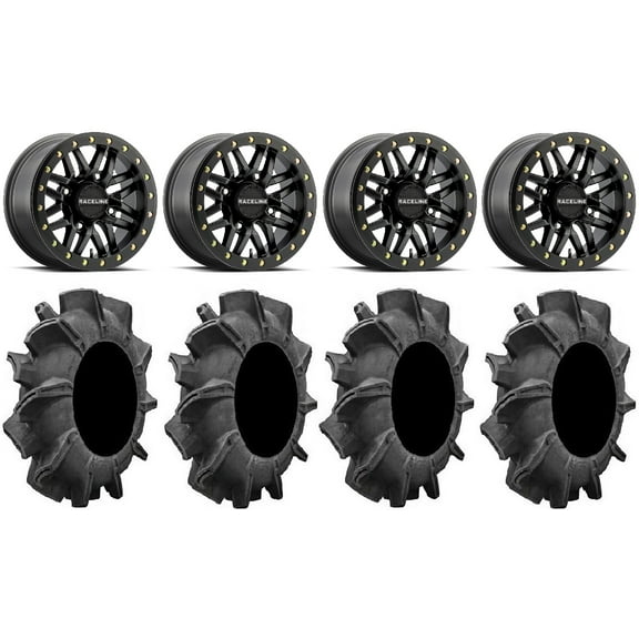 Raceline Ryno Bdlk 14" Bk Wheels 32" Assassinator Tires Can-Am Commander Maverick Renegade Outlander Defender