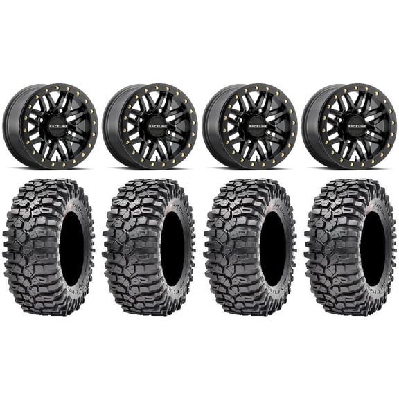 Raceline Ryno Bdlk 14" Bk Wheels 32" Roxxzilla 396 Tires Can-Am Commander Maverick Renegade Outlander Defender