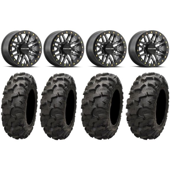 Raceline Ryno Bdlk 14" Gm Wheels 27" Blackwater Tires Can-Am Commander Maverick Renegade Outlander Defender