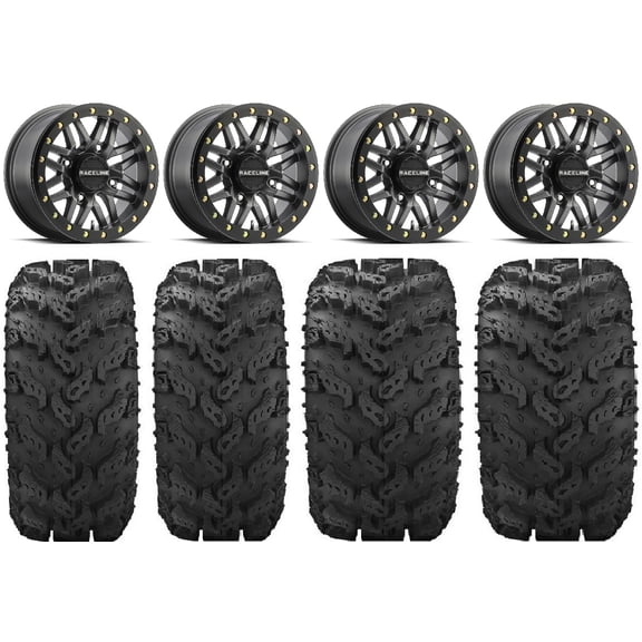 Raceline Ryno Bdlk 14" Gm Wheels 27" Reptile Tires Can-Am Commander Maverick Renegade Outlander Defender