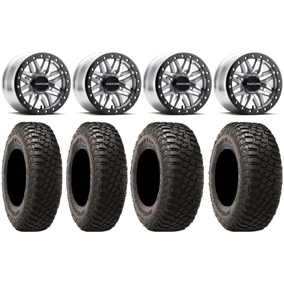 Raceline Ryno Bdlk 14" Mh Wheels 27" BFG KM3 Tires Kawasaki Mule Pro FXT