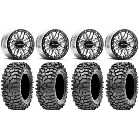 Raceline Ryno Bdlk 15" Mh Wheels 32" Roxxzilla Tires Can-Am Commander Maverick Renegade Outlander Defender