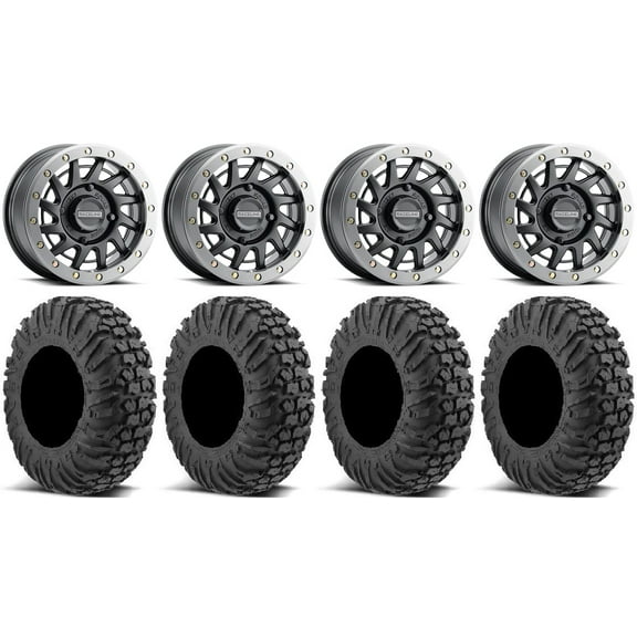 Raceline Squad Bdlk 15" Wheels Bk +10mm 30" MotoVator Tires Polaris RZR XP 1000 / PRO XP / Ranger XP 900/1000