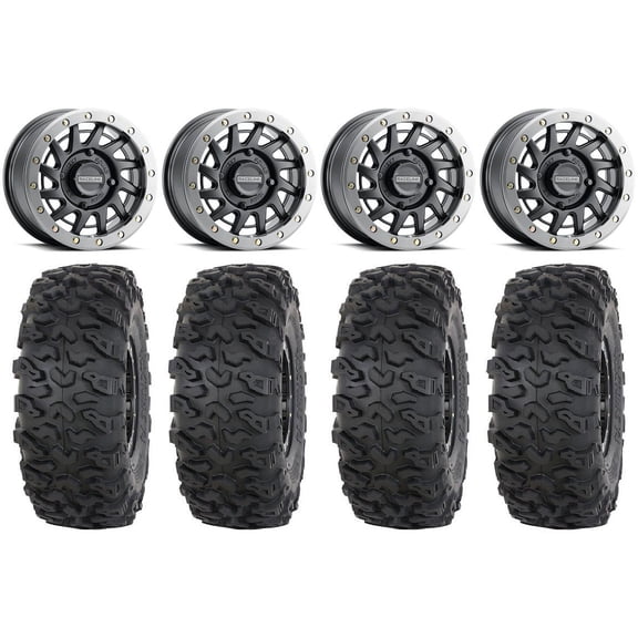 Raceline Squad Bdlk 15" Wheels Bk +10mm 33" Roctane T4 Tires Polaris RZR XP 1000 / PRO XP / Ranger XP 900/1000