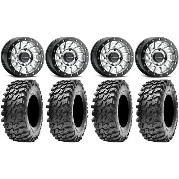 Raceline Squad Bdlk 15" Wheels Si +10mm 30" Rampage Tires Can-Am Commander Maverick Renegade Outlander Defender