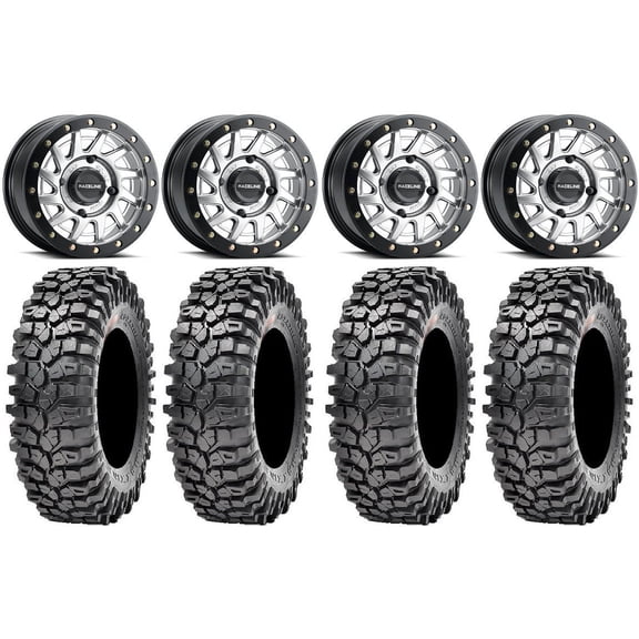 Raceline Squad Bdlk 15" Wheels Si +10mm 32" Roxxzilla 396 Tires Can-Am Commander Maverick Renegade Outlander Defender