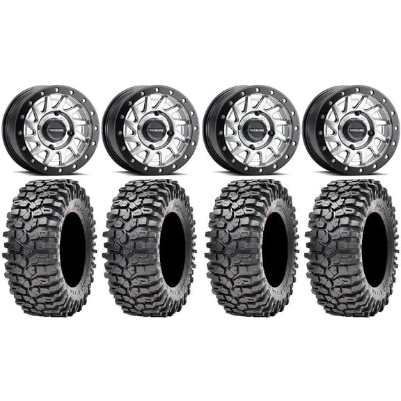 Raceline Squad Bdlk 15" Wheels Si +10mm 35" Roxxzilla Tires Can-Am Commander Maverick Renegade Outlander Defender