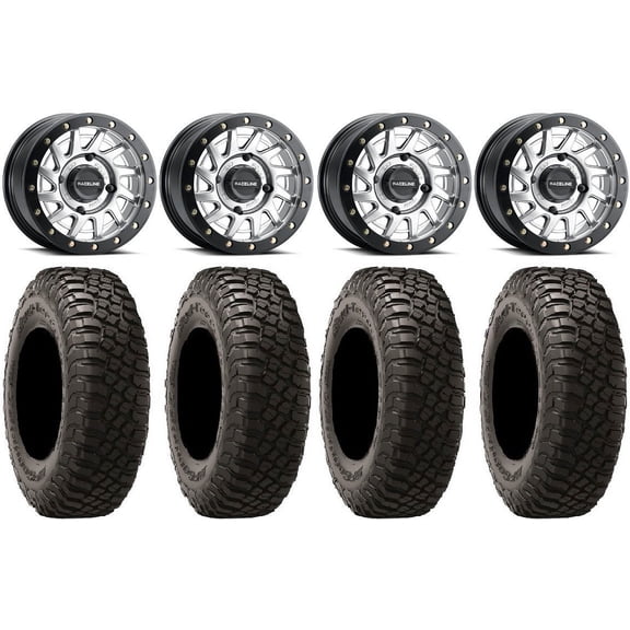 Raceline Squad Bdlk 15" Wheels Si +38mm/+10mm 32" BFG KM3 Tires Can-Am Defender