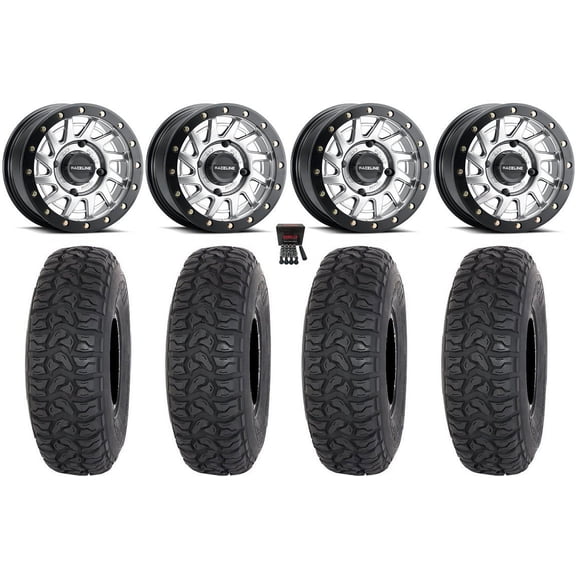 Raceline Squad Bdlk 15" Wheels Si +38mm 32" Chicane LT Tires Can-Am Commander Maverick Renegade Outlander Defender