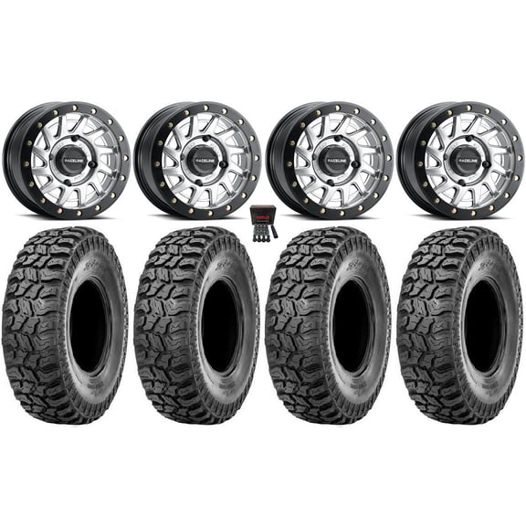 Raceline Squad Bdlk 15" Wheels Si +38mm 33" Ridge Saw 2.0 Tires Can-Am Commander Maverick Renegade Outlander Defender