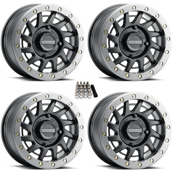 Raceline Squad Beadlock 15" Wheels/Rims Black +10mm Can-Am Maverick X3 / Honda Pioneer 1000