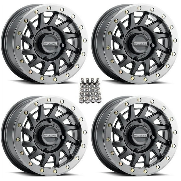 Raceline Squad Beadlock 15" Wheels/Rims Black +38mm Sportsman RZR Ranger