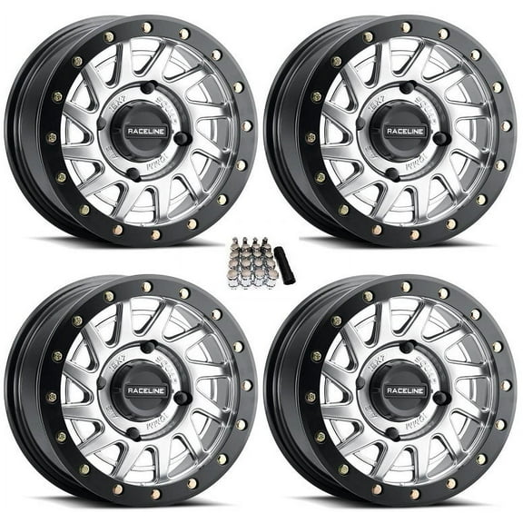 Raceline Squad Beadlock 15" Wheels/Rims Silver +38mm Can-Am Maverick X3 / Honda Pioneer 1000