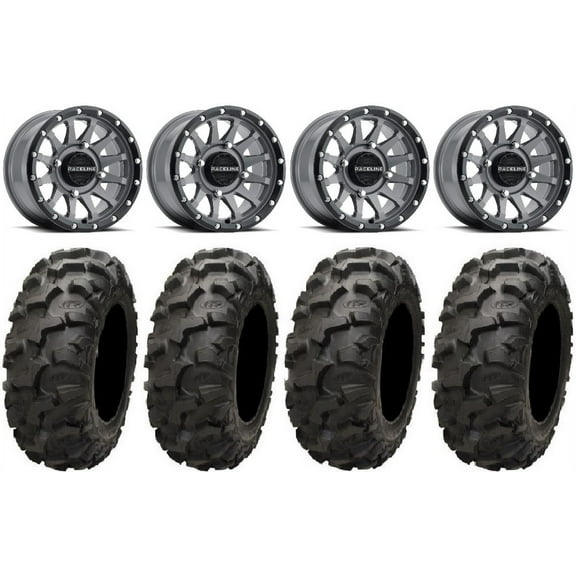 Raceline Trophy 14" Grey Wheels 30" Blackwater Tires Sportsman RZR Ranger