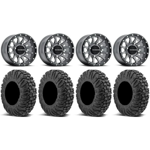 Raceline Trophy 14" Grey Wheels 32" MotoVator Tires Polaris RZR XP 1000 / PRO XP / Ranger XP 900/1000