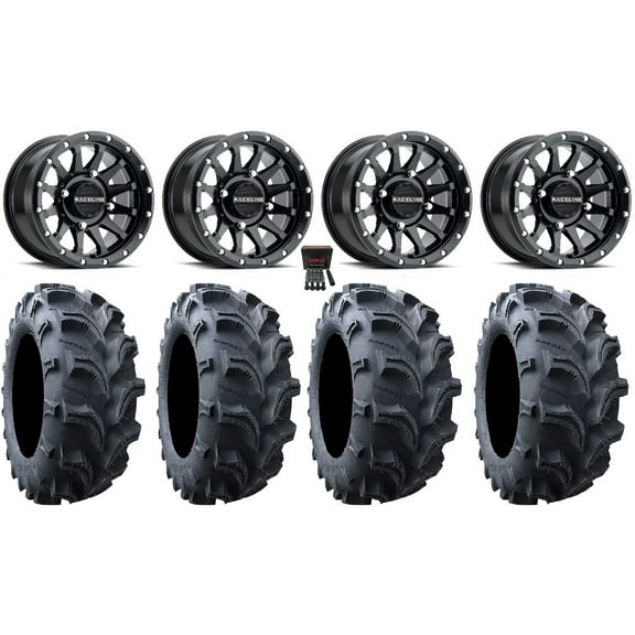 Raceline Trophy 14" Wheels Black 27" Vampire II Tires Can-Am Commander Maverick Renegade Outlander Defender