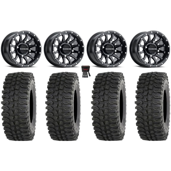 Raceline Trophy 14" Wheels Black +38mm/+10mm 27" BDC Tires Can-Am Defender