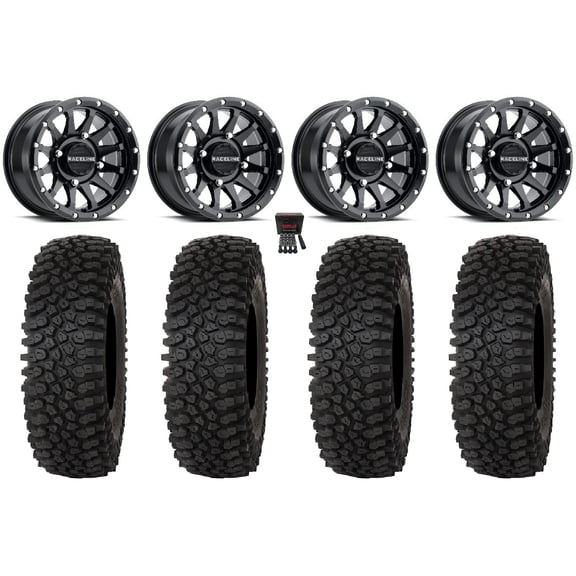 Raceline Trophy 14" Wheels Black +38mm/+10mm 28" Roctane ST Tires Can-Am Defender