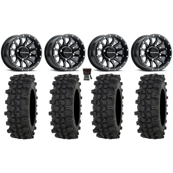 Raceline Trophy 14" Wheels Black +38mm 30" ACP Tires Sportsman RZR Ranger