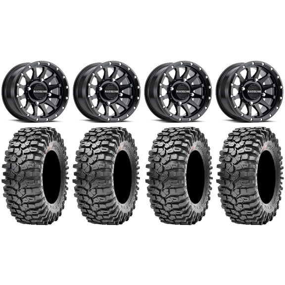 Raceline Trophy 15" Black Wheels 32" Roxxzilla Tires Can-Am Maverick X3 / Honda Pioneer 1000 / Talon
