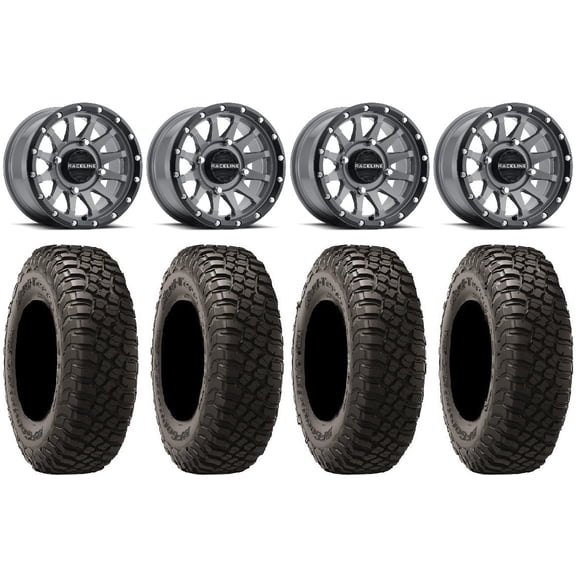 Raceline Trophy 15" Grey Wheels 35" BFG KM3 Tires Sportsman RZR Ranger