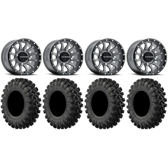 Raceline Trophy 15" Grey Wheels 37" MotoRavage XL Tires Polaris RZR XP 1000 / PRO XP / Ranger XP 900/1000