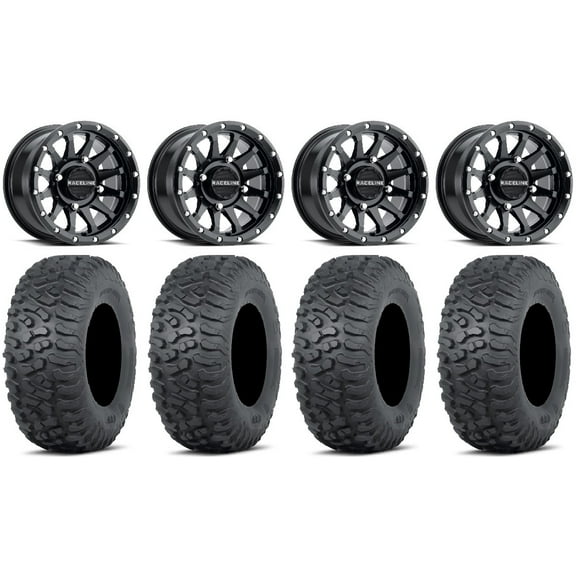 Raceline Trophy 15" Wheels Black 30" Terra Hook Tires Sportsman RZR Ranger