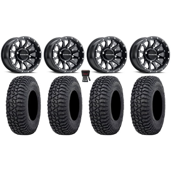 Raceline Trophy 15" Wheels Black 32" Tricera Tires Sportsman RZR Ranger