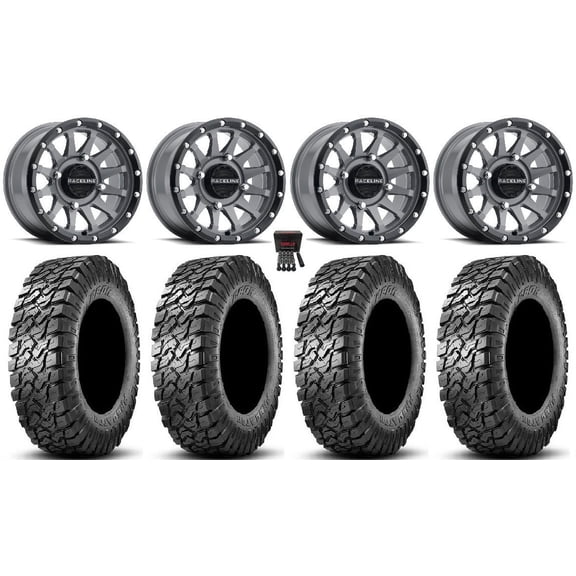 Raceline Trophy 15" Wheels Grey 30" Predator Tires Can-Am Commander Maverick Renegade Outlander Defender