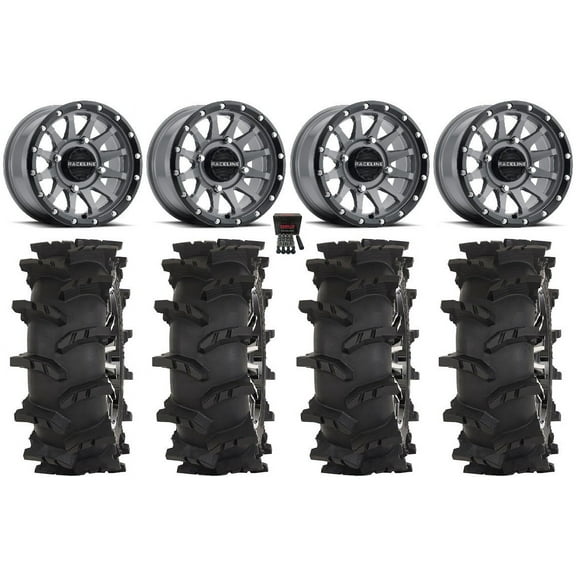 Raceline Trophy 15" Wheels Grey 32" Outlaw Max Tires Can-Am Maverick X3 / Honda Pioneer 1000 / Talon
