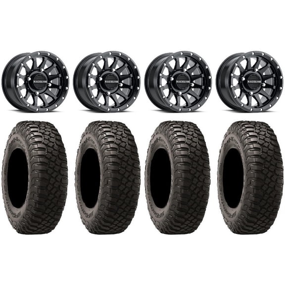 Raceline Trophy 15x6 Wheels Black 30" BFG KM3 Tires Can-Am Commander Maverick Renegade Outlander Defender