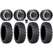 Raceline Trophy 15x6 Wheels Black 35" Versa Cross V3 Tires Can-Am Maverick X3 / Honda Pioneer 1000 / Talon
