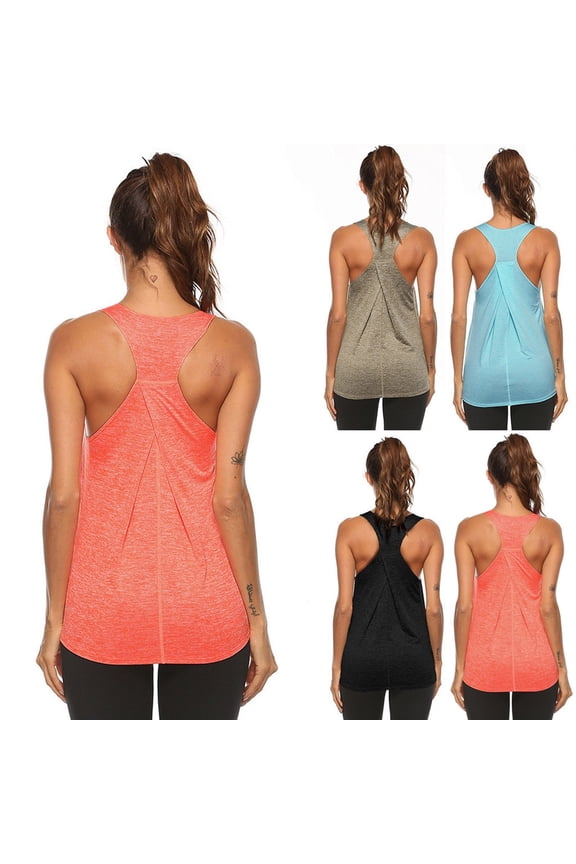 Racer Back Tank Tops Womens Sleeveless Cropped Tank Tops Scoop Neck Basic Undershirt Running Muscle Tank Yoga Shirts Loose Fit Racerback Breathable Tee (Khaki,XXL)