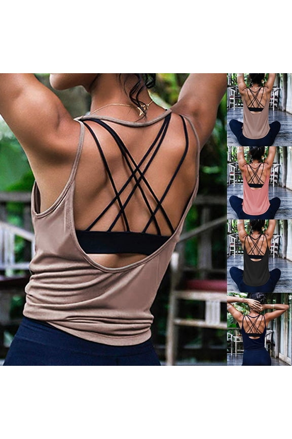 Racer Back Tank Tops Womens Sleeveless Cropped Tank Tops Scoop Neck T-Shirt Workout Sports Shirts Plus Size Racerback Breathable Tee (Navy,L)