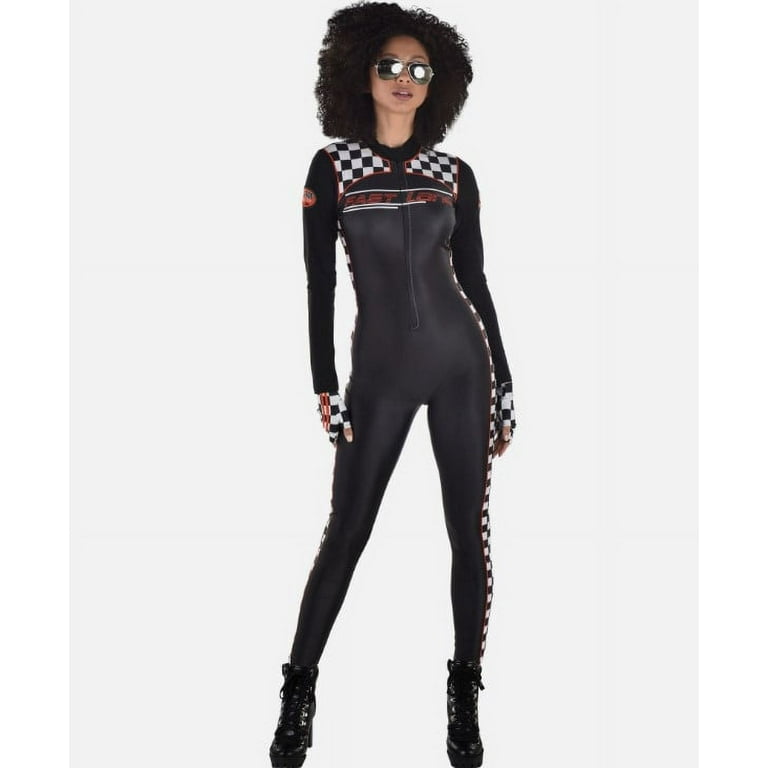Racer Catsuit Jumpsuit Checkered Race Car Costume Adult