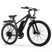 Racer Electric Bicycle for Adults, 21-Speed Mountain Ebike with 1200W 28MPH Brushless Motor, 48V10.4Ah Removable Battery, 27.5X2.1 Tire Step Over E-MTB, Black with Fender & Rear Rack