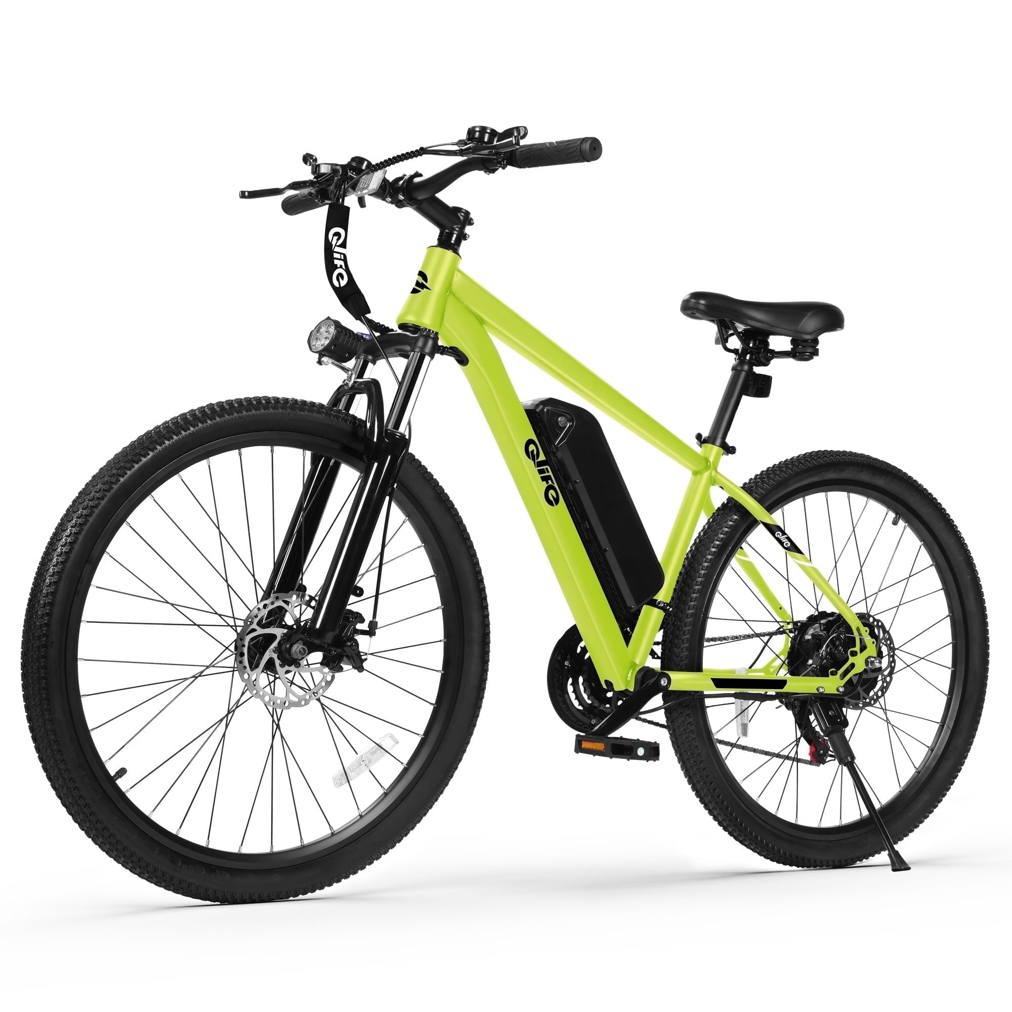 Qlife Racer Electric Bicycle for Adults, 21-Speed Mountain Ebike with Peak 1200W 28MPH Brushless Motor, 48V10.4Ah , 27.5X2.1 Tire,Green