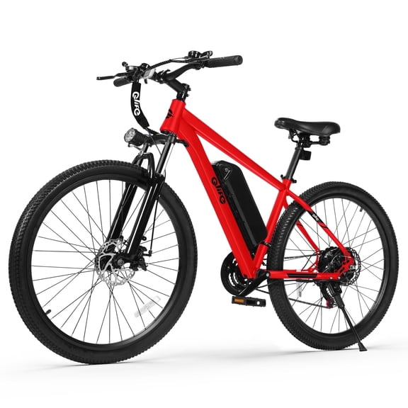 Qlife Racer Electric Bicycle for Adults, 21-Speed Mountain Ebike with Peak 1200W 28MPH Brushless Motor, 48V10.4Ah, 27.5X2.1 Tire, Red
