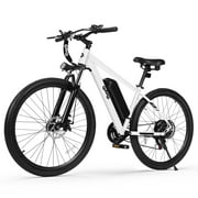 Qlife Racer Electric Bicycle for Adults, 21-Speed Mountain Ebike with Peak 1200W 28MPH Brushless Motor, 48V10.4Ah, 27.5X2.1 Tire,UL2849 White