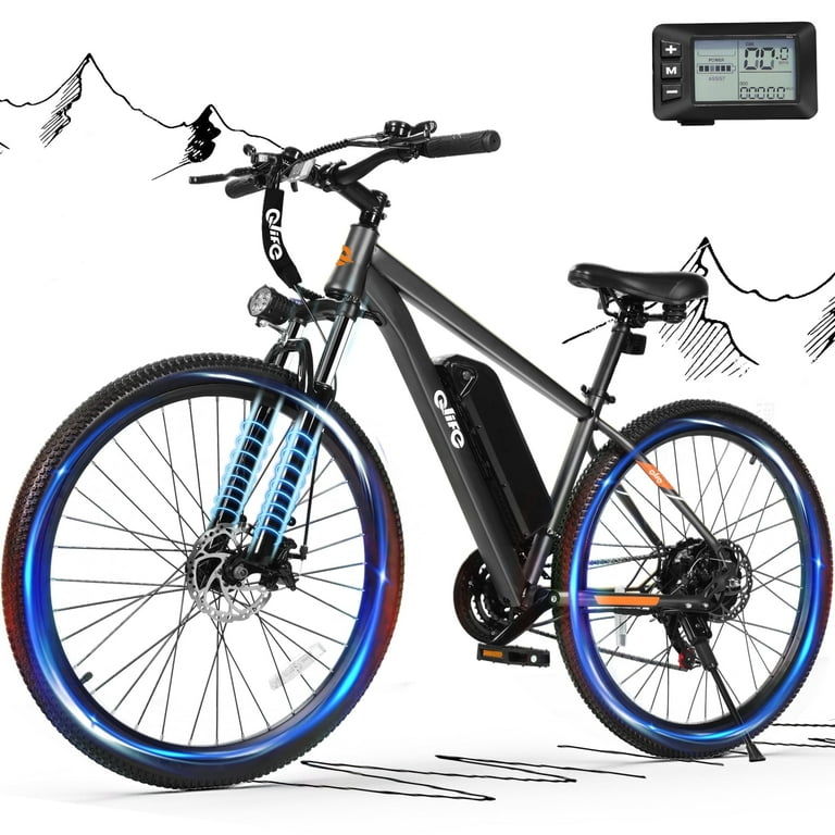 Qlife Electric Bike for Adults 21-Speed Mountain Lightweight