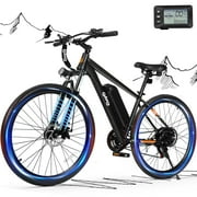Electric Bike for Adults - 21-Speed Mountain Lightweight Ebike with Peak 750W 20MPH Brushless Motor, 375Wh Removable Battery, 26X2.1 Tire Step Over E-MTB UL2849 (Black)