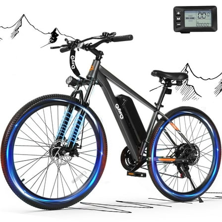 Qlife Electric Bike for Adults - 21-Speed Mountain Lightweight Ebike with Peak 750W 20MPH Brushless Motor, 26X2.1 Tire Step Over E-MTB (Grey)